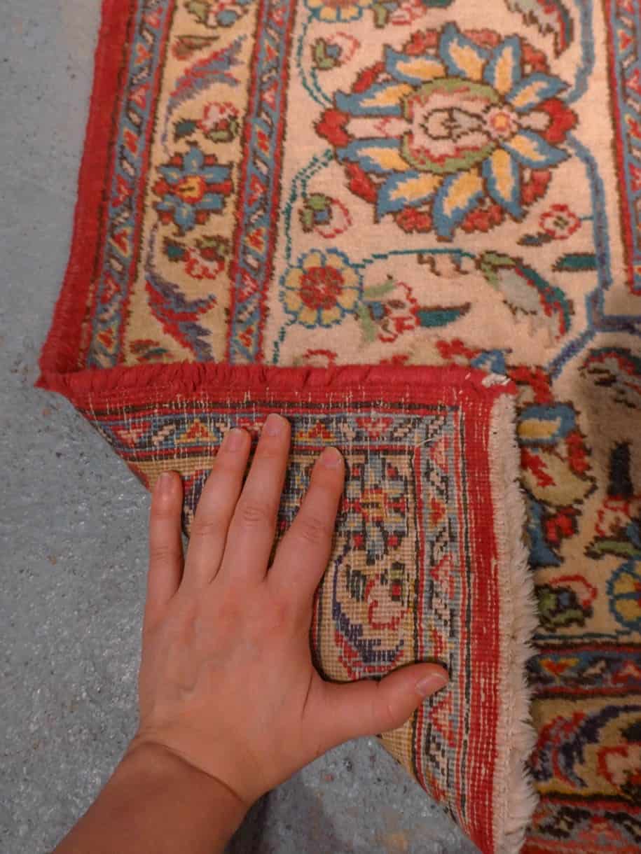 Punainen käsinsolmittu Tabriz-villamatto, 355 × 253 cm