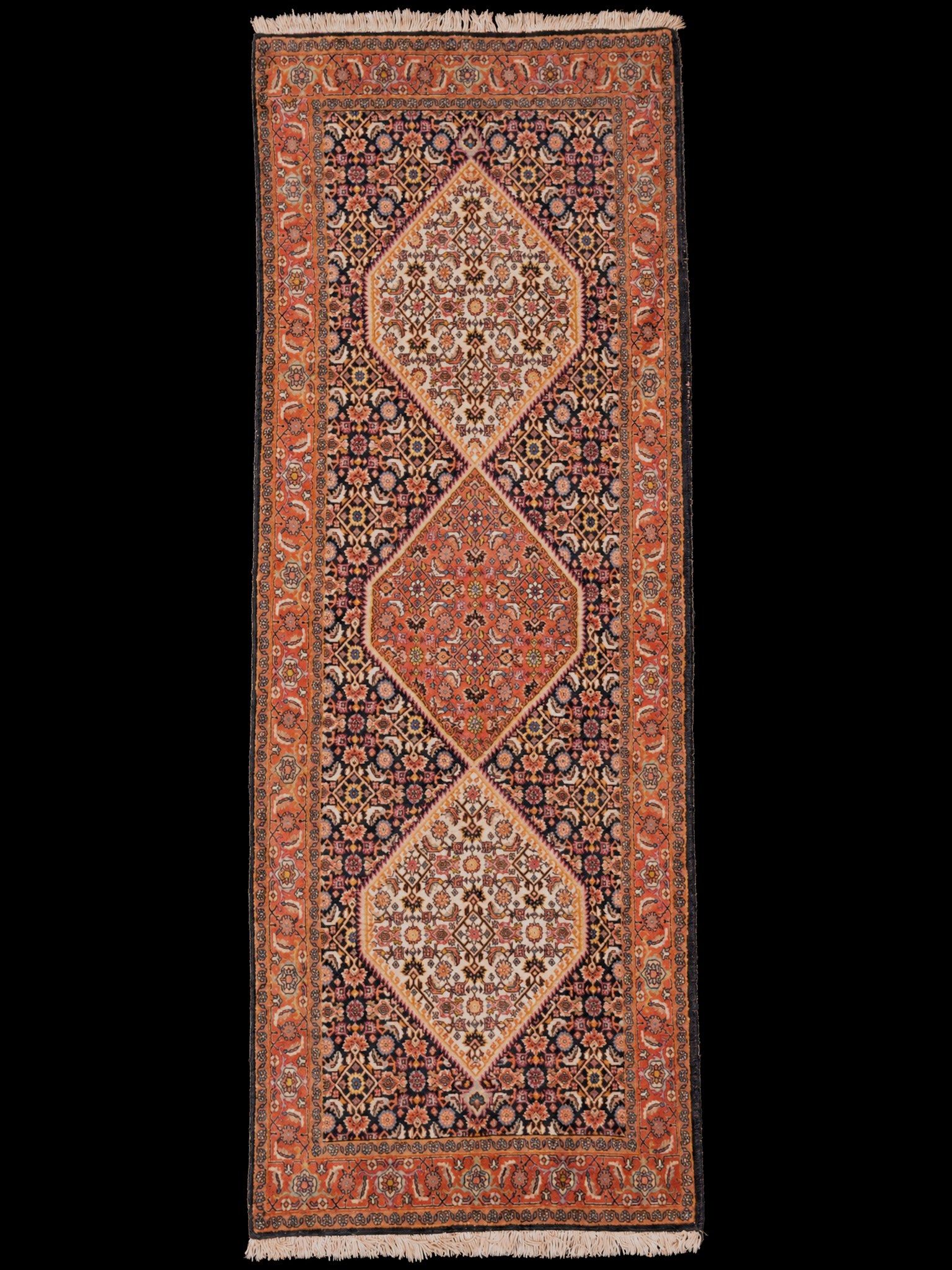 Vaalea käsinsolmittu Bijar-villamatto, 237 × 87 cm
