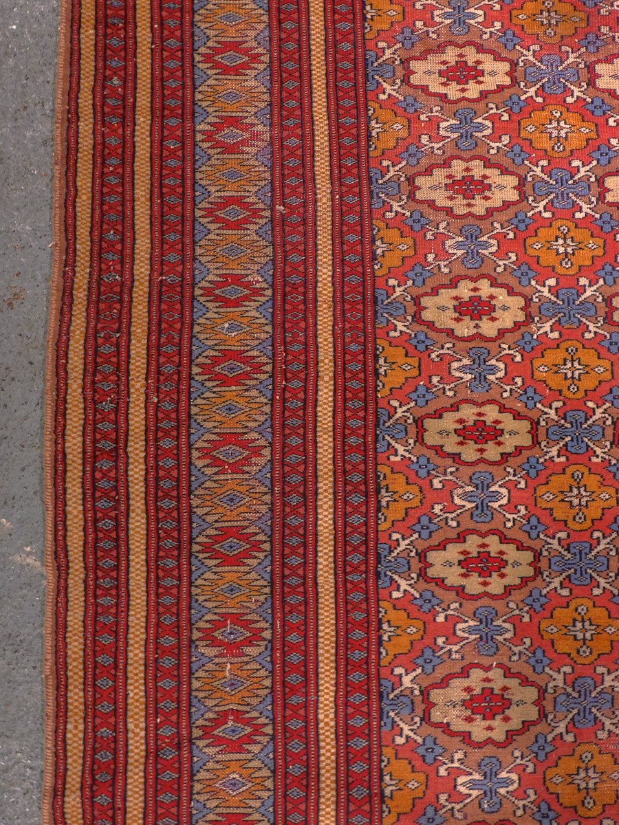 Punainen käsinsolmittu Buhara-villamatto, 273 × 184 cm