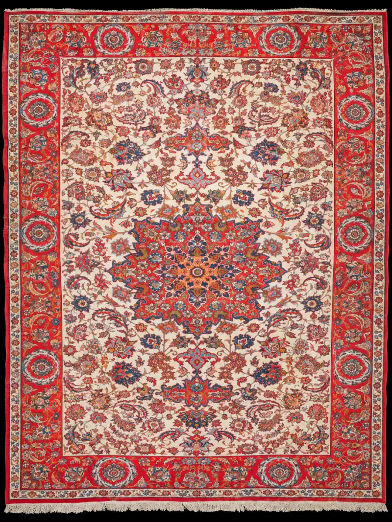 Häikäisevä palatsikokoinen vaalea Isfahan - 374 x 285 cm