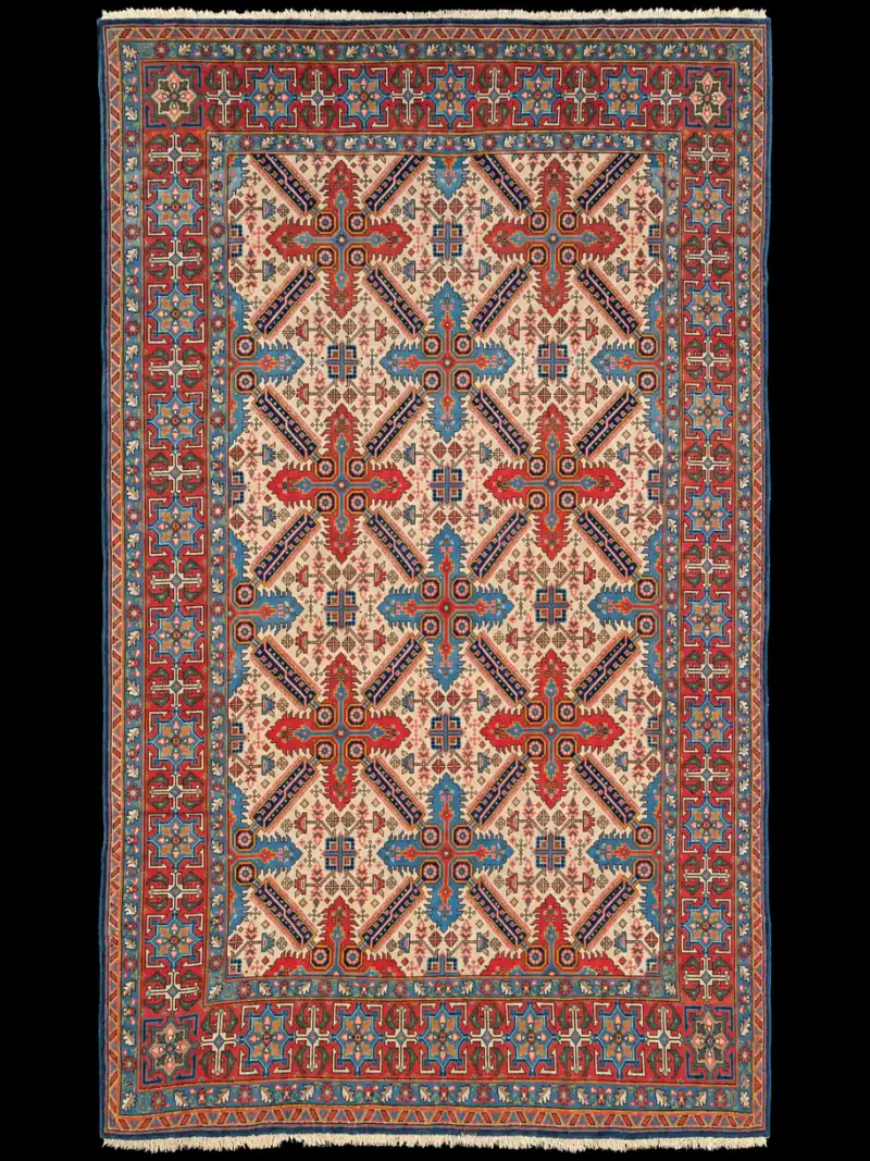 Tyylikkään geometrinen vintage-Malayer - 214 x 125 cm