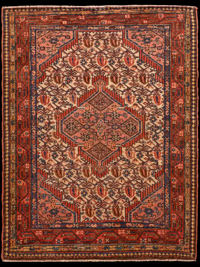 Lämpimän sävykäs Hamadan - 134 x 102 cm