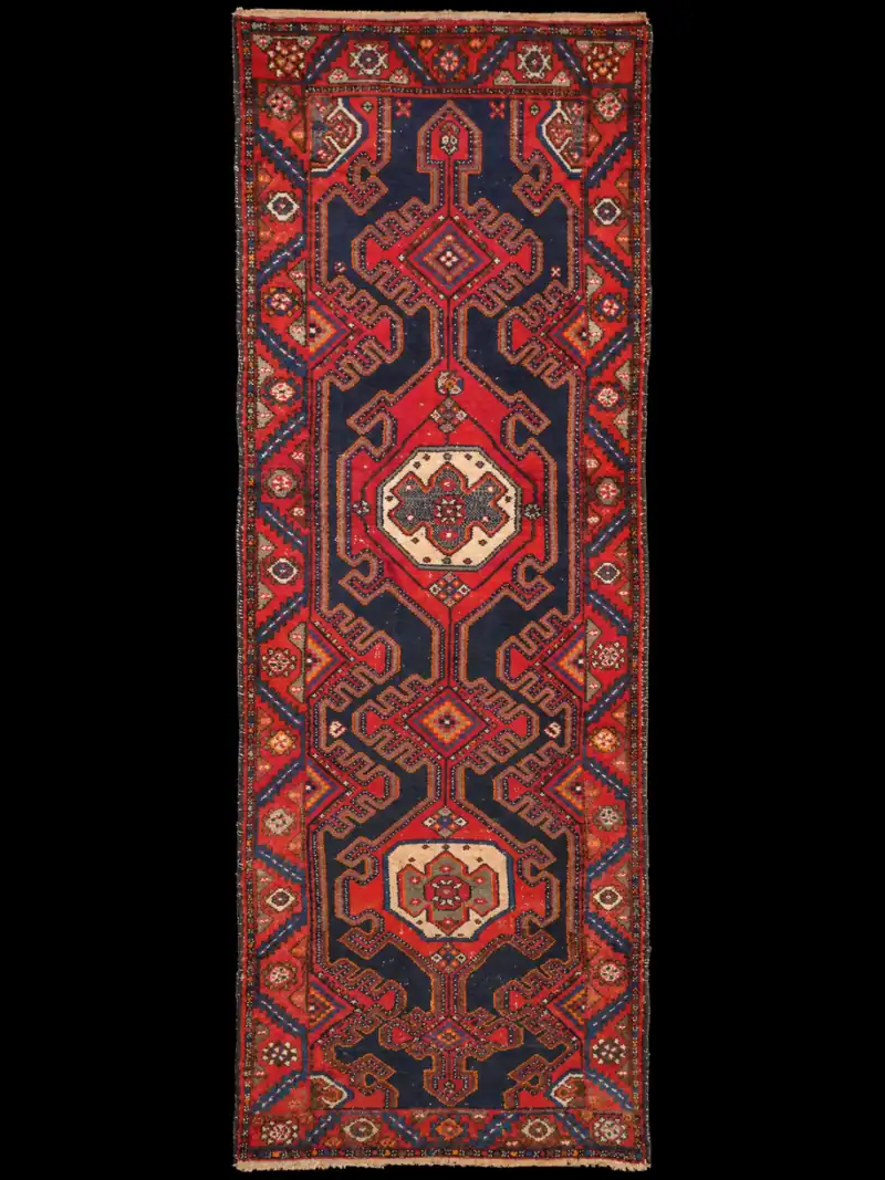 Särmikäs Vintage-Malayer-käytävämatto - 285 x 102 cm