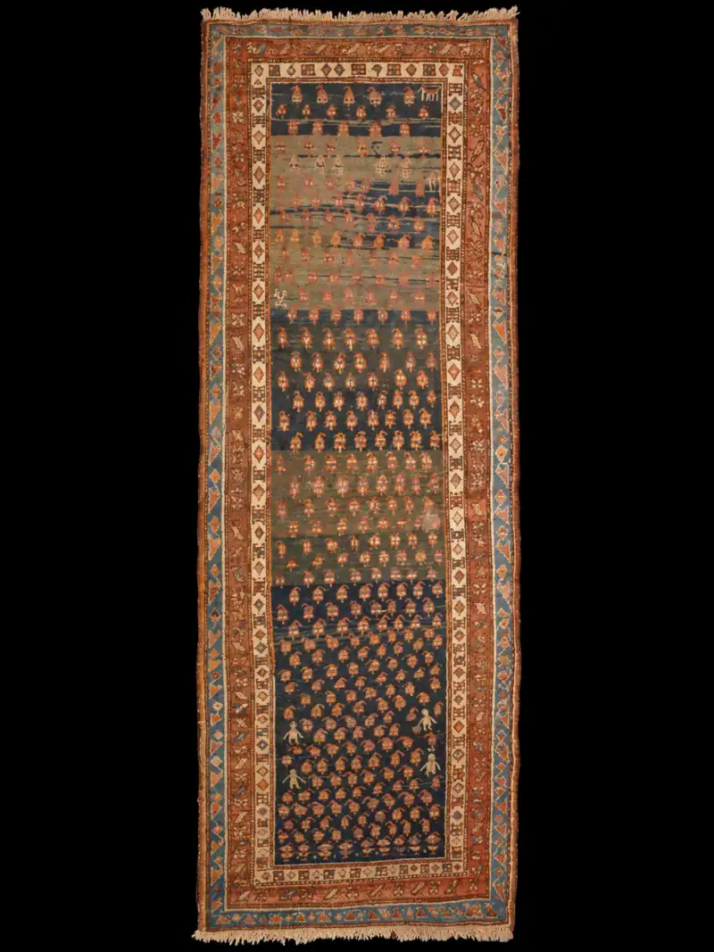 Näyttävän uniikki Malayer-käytävämatto 1930-luvulta - 353 x 120 cm