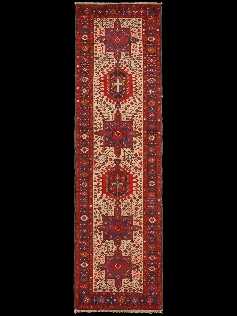Taianomainen Heriz-käytävämatto 1960-luvulta - 325 x 91 cm