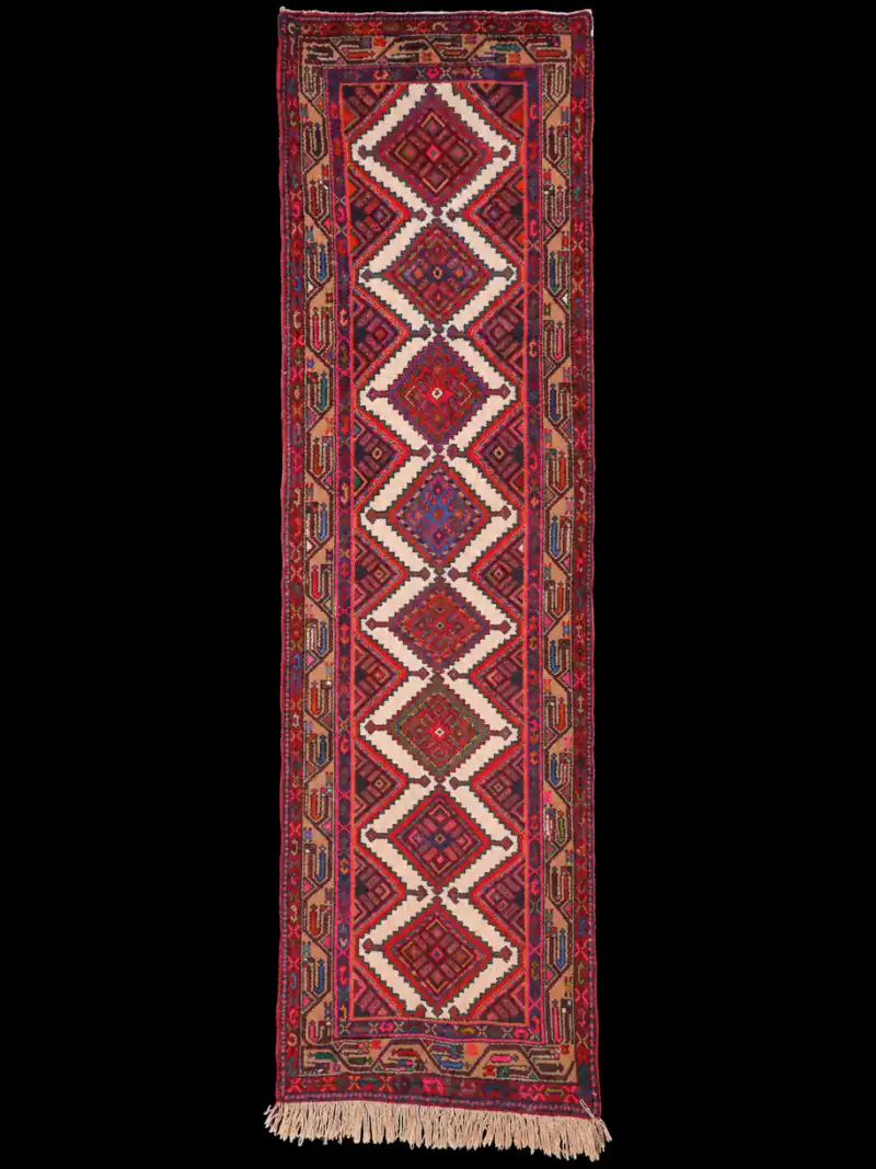 Komean geometrinen Hamadan-käytävämatto – 300 x 83 cm