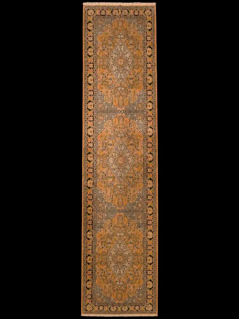 Silkkimatto - Lempeän vaalea Kashmir-käytävämatto – 299 x 72 cm