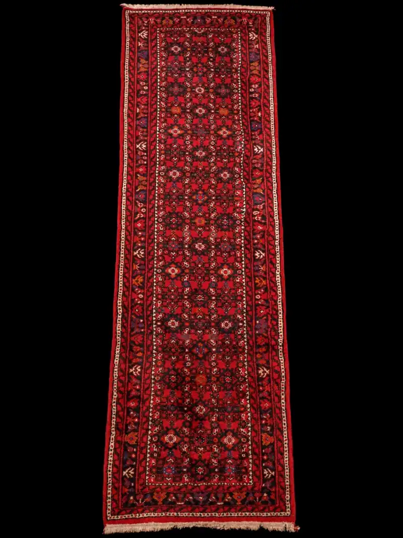 Voimakkaan punainen Hamadan-käytävämatto – 290 x 80 cm