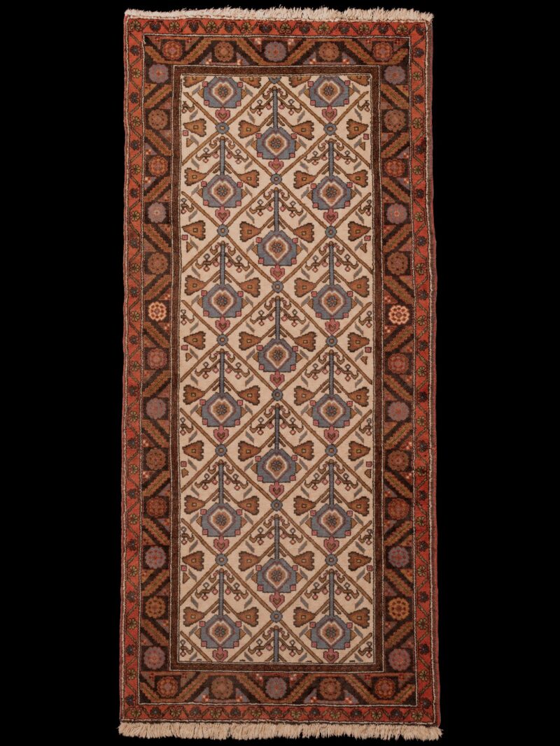 Vaalea käsinsolmittu Hamadan-villamatto, 193 × 92 cm