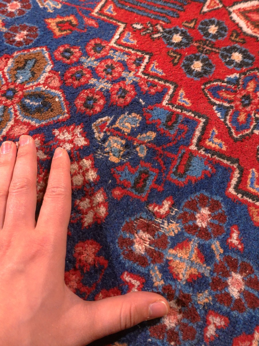 Punainen käsinsolmittu Joshagan-villamatto, 360 × 266 cm