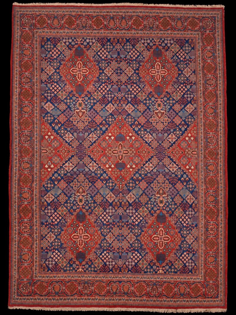 Punainen käsinsolmittu Joshagan-villamatto, 360 × 266 cm