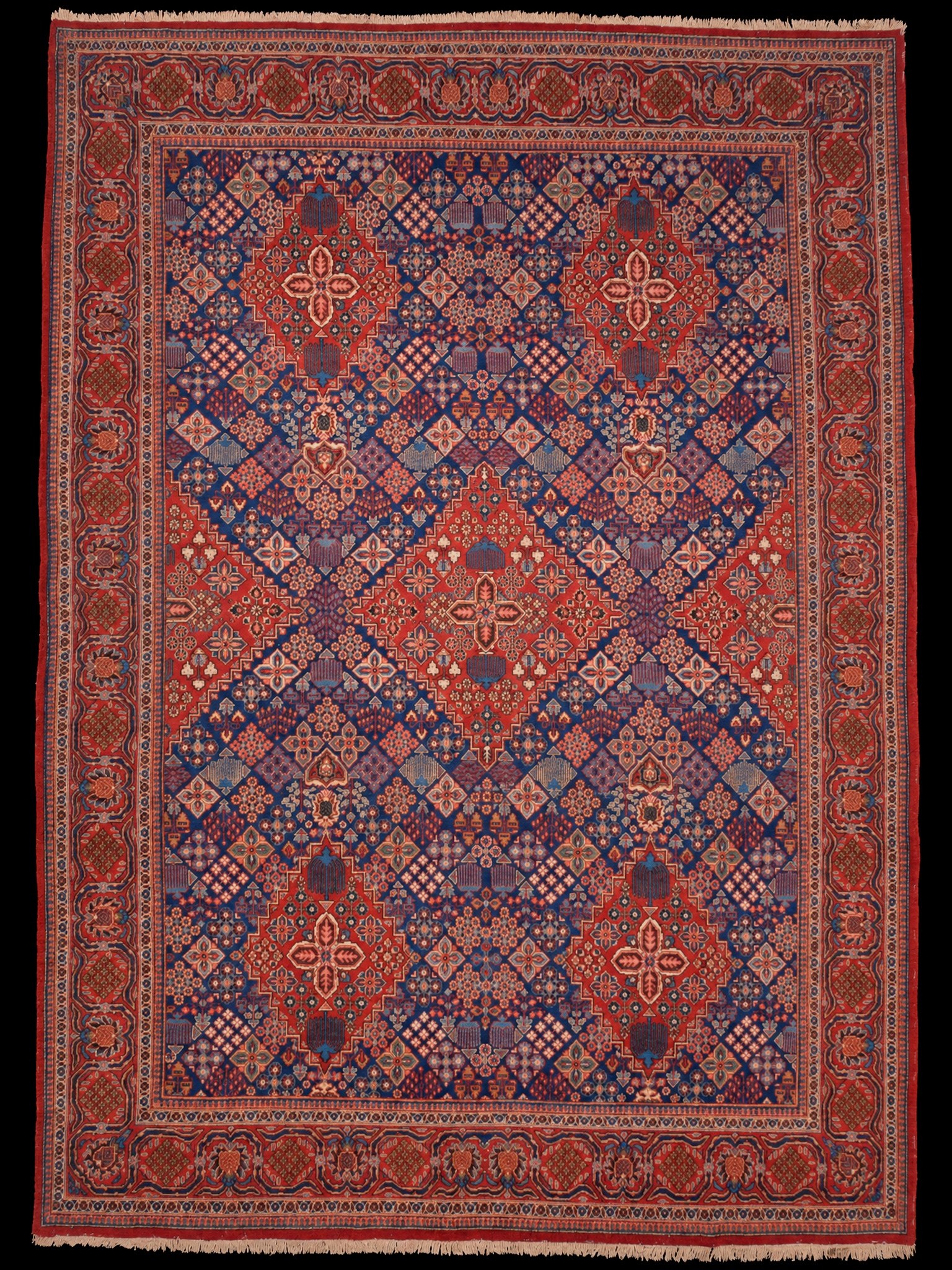 Punainen käsinsolmittu Joshagan-villamatto, 360 × 266 cm