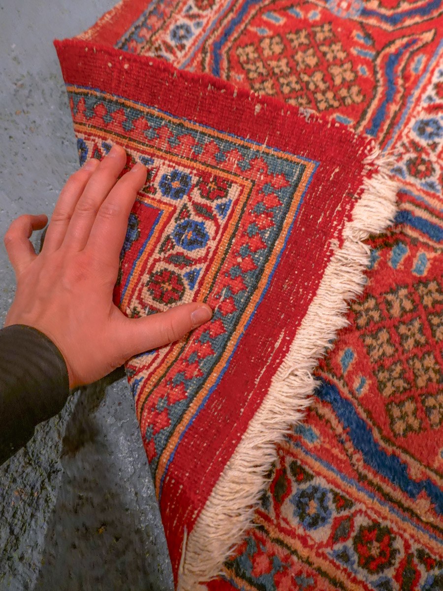 Punainen käsinsolmittu Joshagan-villamatto, 360 × 266 cm