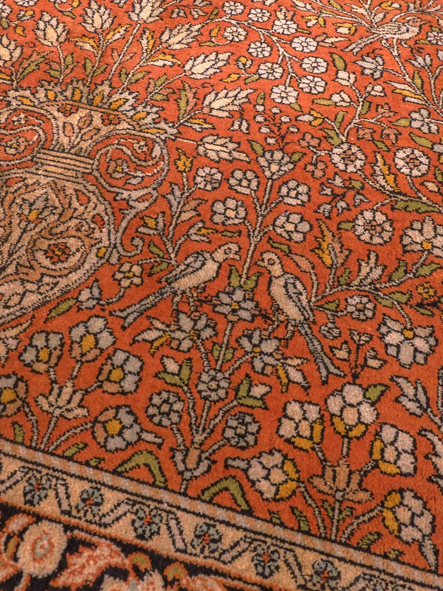 Maanläheinen käsinsolmittu Kashmir-silkkimatto, 194 × 123 cm