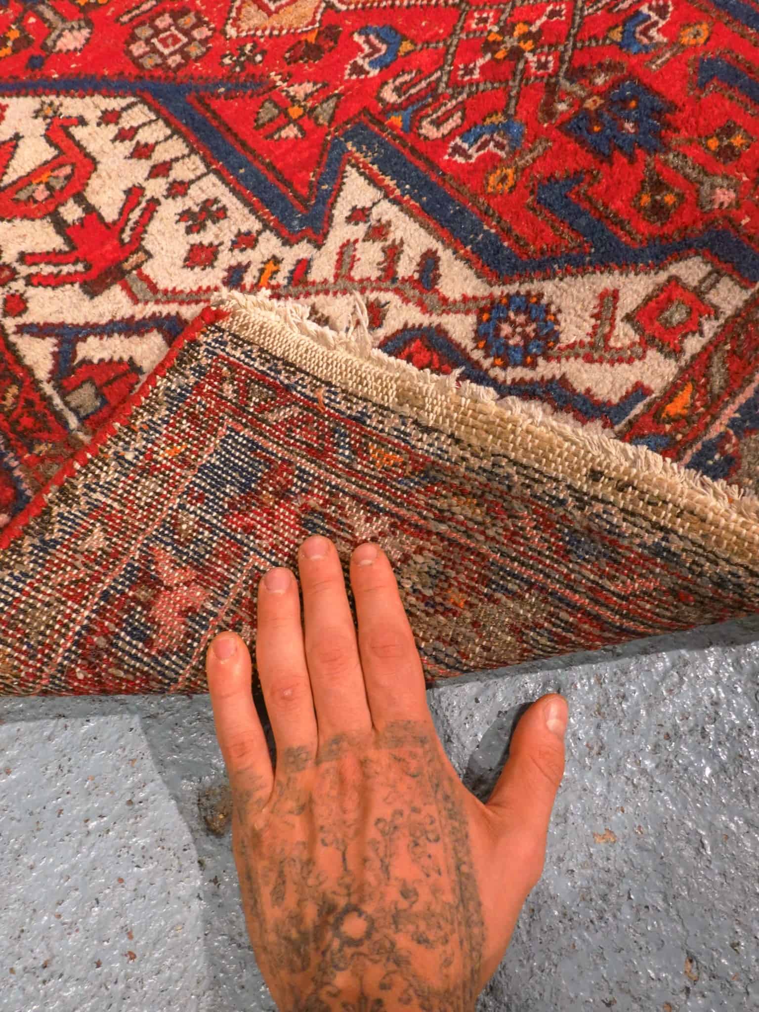 Punainen käsinsolmittu Malayer-villamatto, 195 × 105 cm