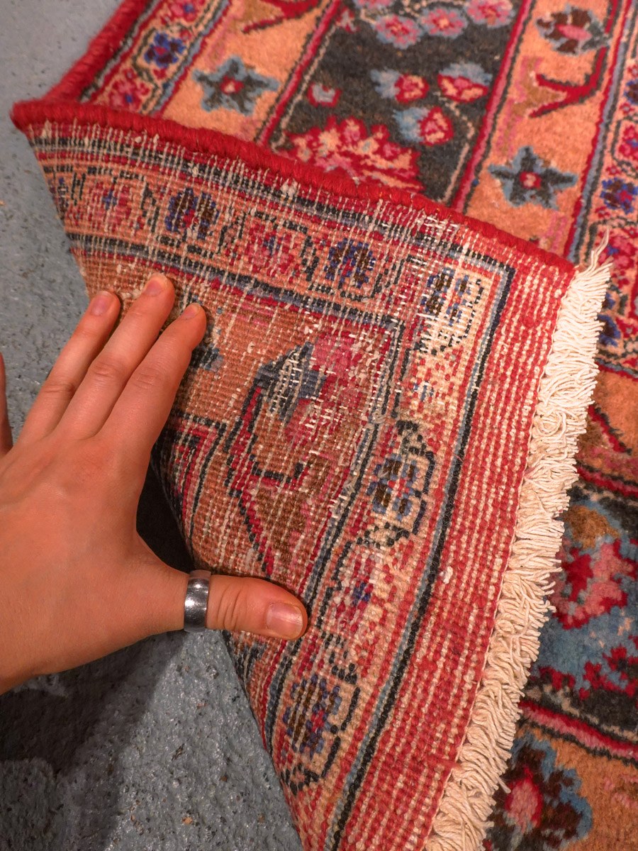 Punainen käsinsolmittu Meshed-villamatto, 290 × 195 cm