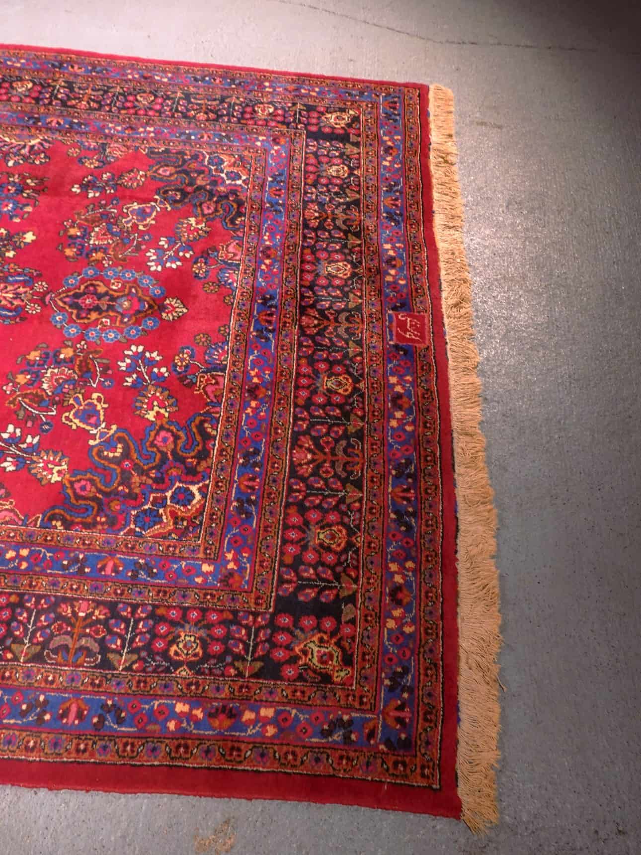 Punainen käsinsolmittu Meshed-villamatto, 295 × 200 cm