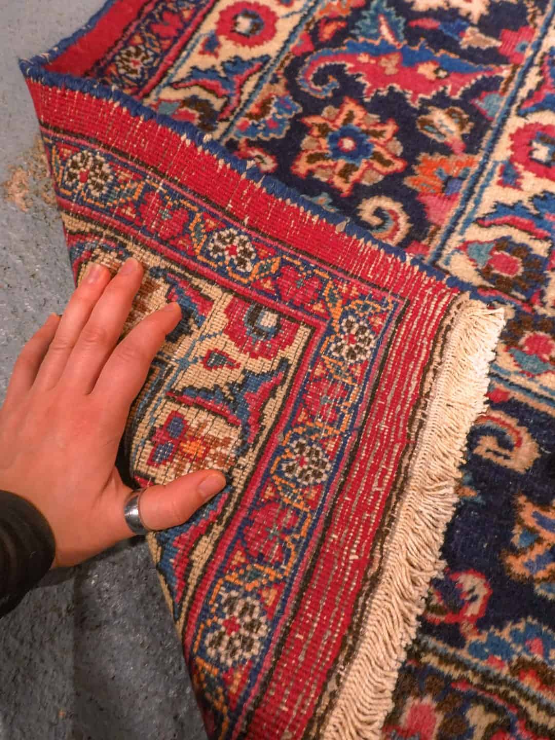 Punainen käsinsolmittu Meshed-villamatto, 295 × 210 cm