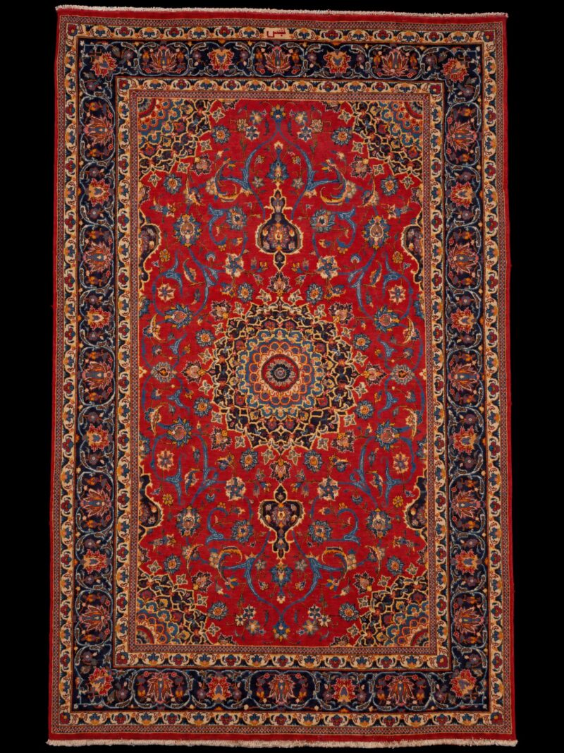 Punainen käsinsolmittu Meshed-villamatto, 305 × 200 cm