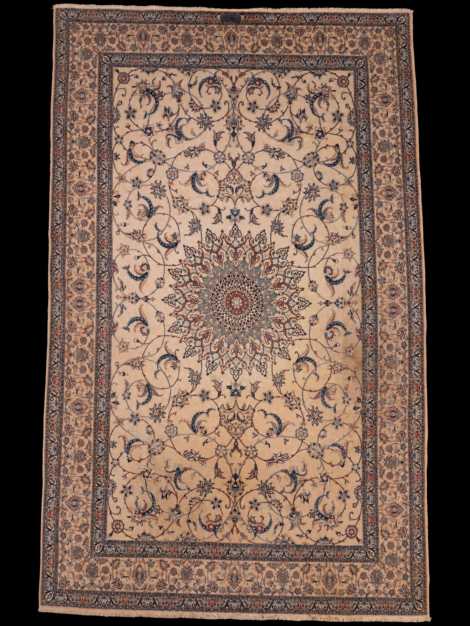 Vaalea käsinsolmittu Nain-villamatto, 322 × 205 cm