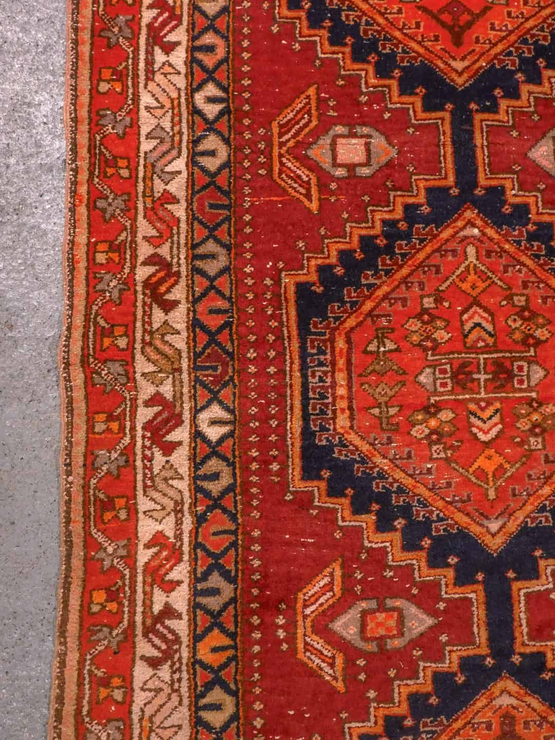 Punainen käsinsolmittu Sarab-villamatto, 344 × 107 cm