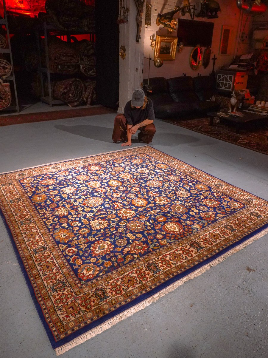 Maanläheinen käsinsolmittu Tabriz-villamatto, 210 × 216 cm