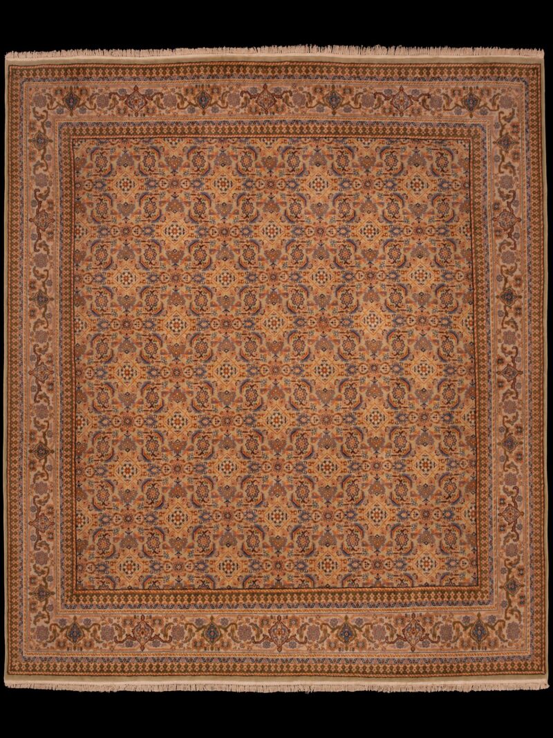 Maanläheinen käsinsolmittu Tabriz-villamatto, 255 × 255 cm
