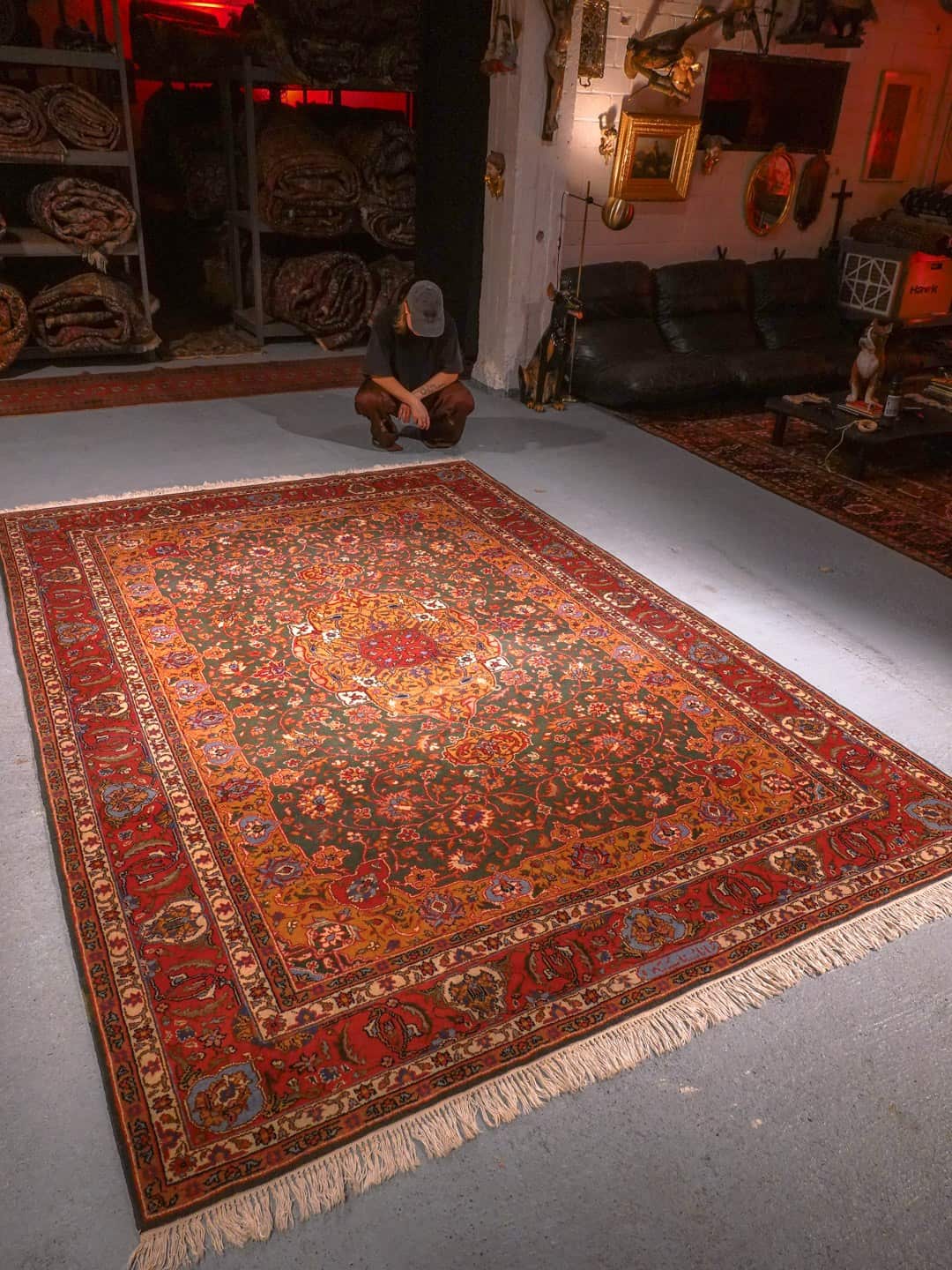 Maanläheinen käsinsolmittu Tabriz-villamatto, 311 × 222 cm
