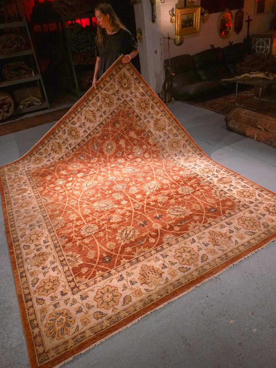 Maanläheinen käsinsolmittu Abadeh-villamatto, 300 × 233 cm