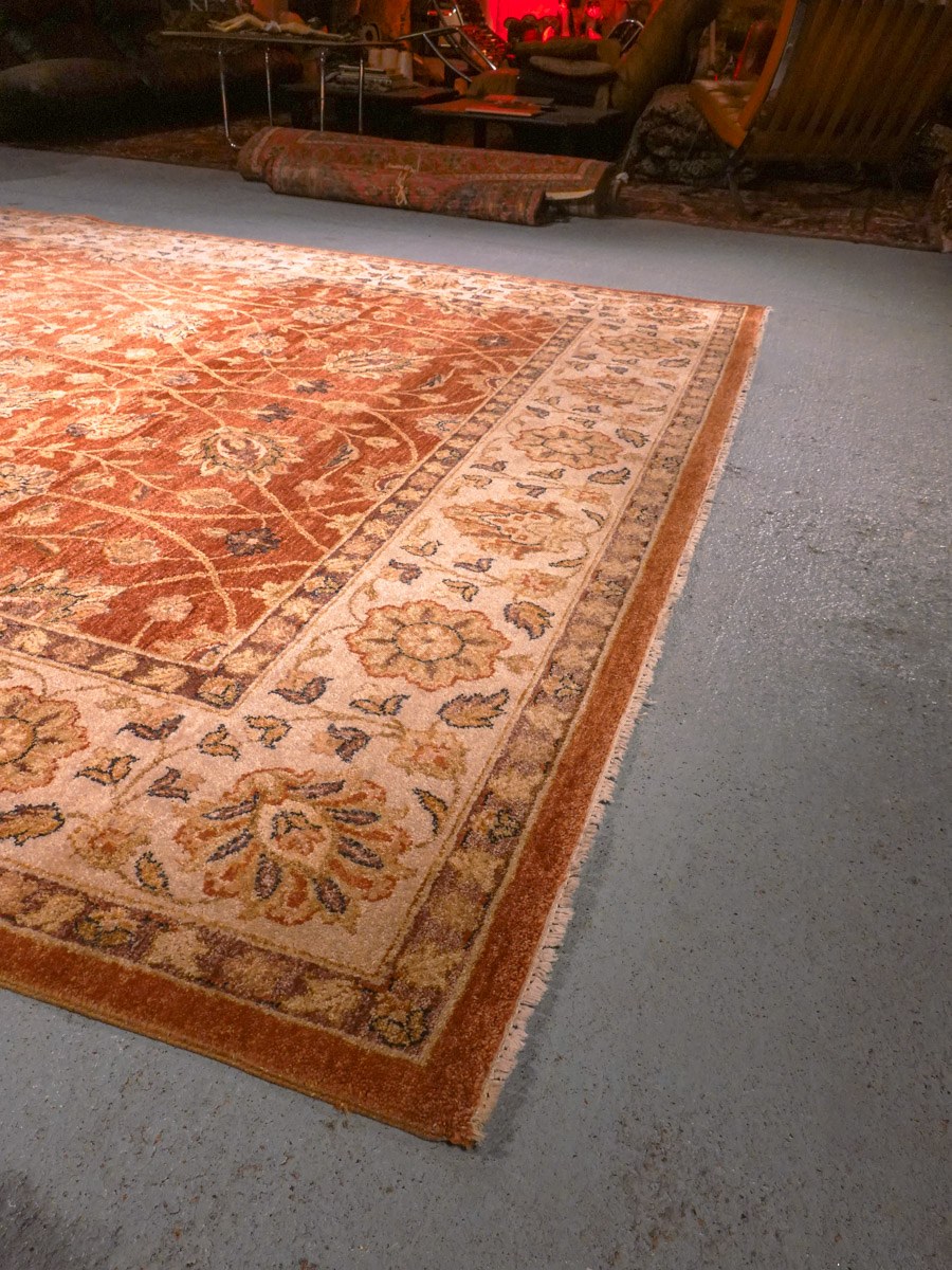 Maanläheinen käsinsolmittu Abadeh-villamatto, 300 × 233 cm