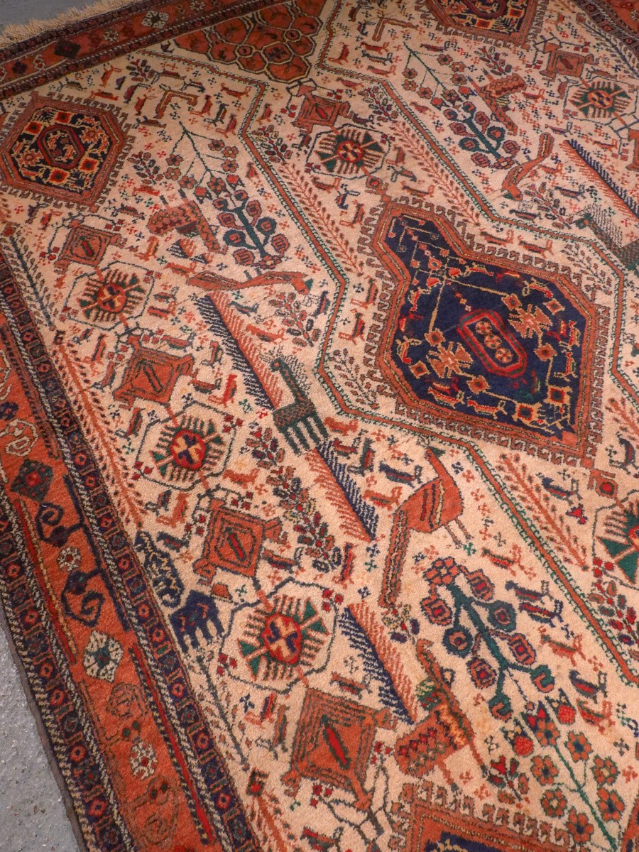 Maanläheinen käsinsolmittu Afshar-villamatto, 193 × 158 cm