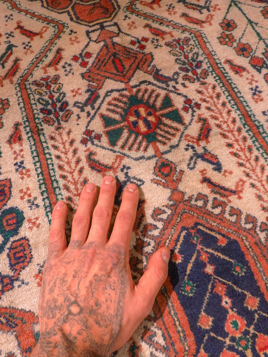 Maanläheinen käsinsolmittu Afshar-villamatto, 193 × 158 cm