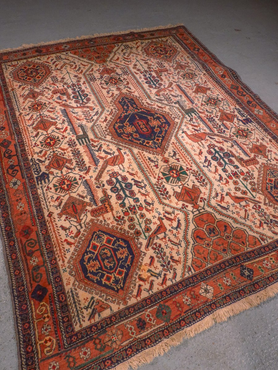 Maanläheinen käsinsolmittu Afshar-villamatto, 193 × 158 cm