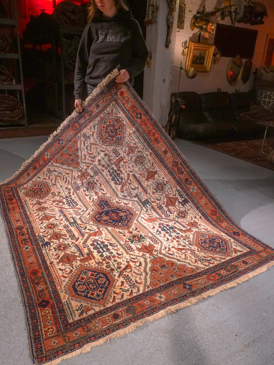 Maanläheinen käsinsolmittu Afshar-villamatto, 193 × 158 cm