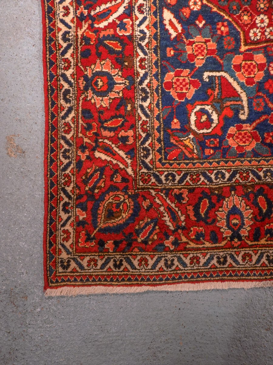 Punainen käsinsolmittu Bahtijaari-villamatto, 314 × 215 cm
