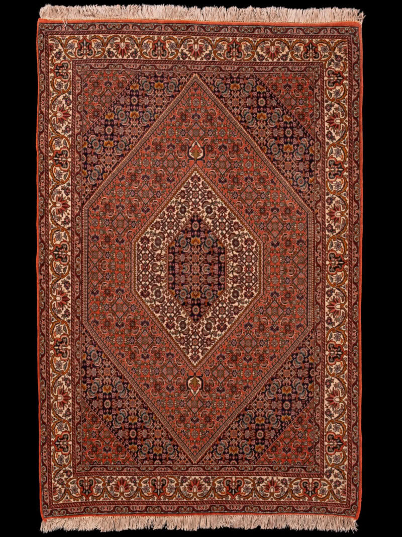 Punainen käsinsolmittu Bijar-villamatto, 172 × 113 cm