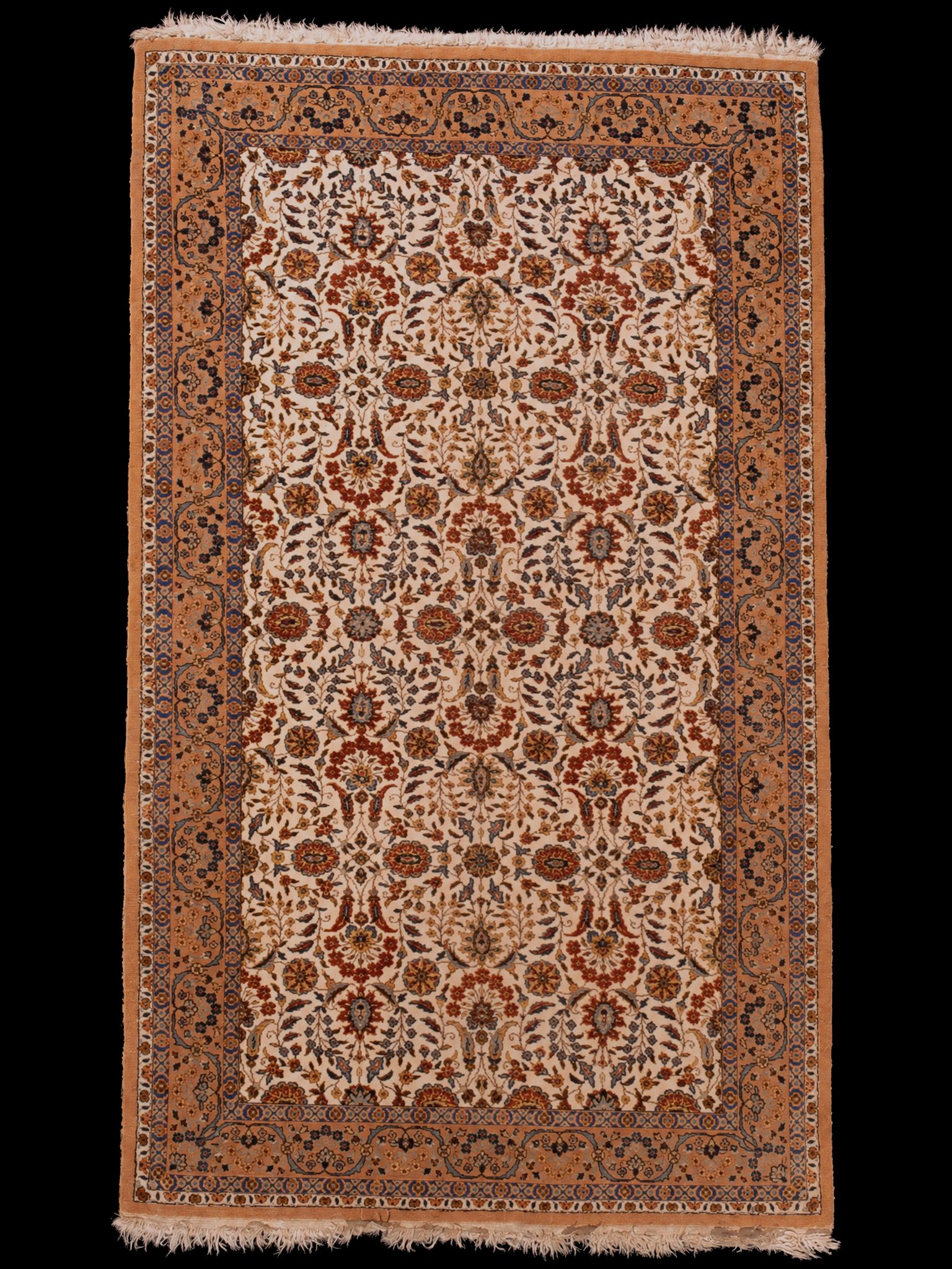 Vaalea käsinsolmittu Ghom-villamatto, 159 × 95 cm