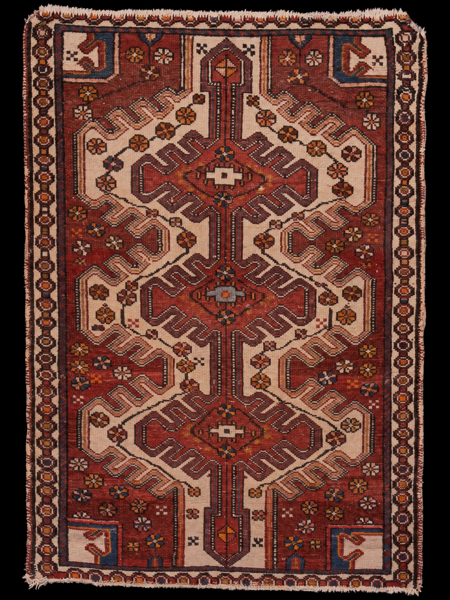 Maanläheinen käsinsolmittu Hamadan-villamatto, 106 × 80 cm