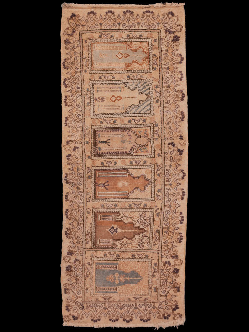 Vaalea käsinsolmittu Kayseri-villamatto, 160 × 65 cm