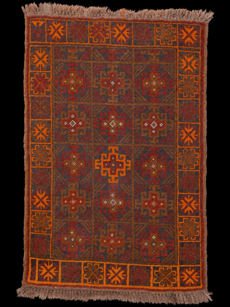 Maanläheinen käsinsolmittu Balutsi-villamatto, 120 × 83 cm
