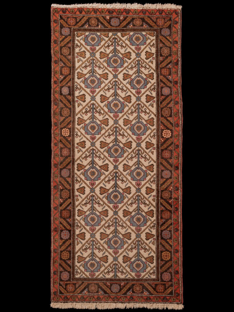 Vaalea käsinsolmittu Hamadan-villamatto, 193 × 92 cm