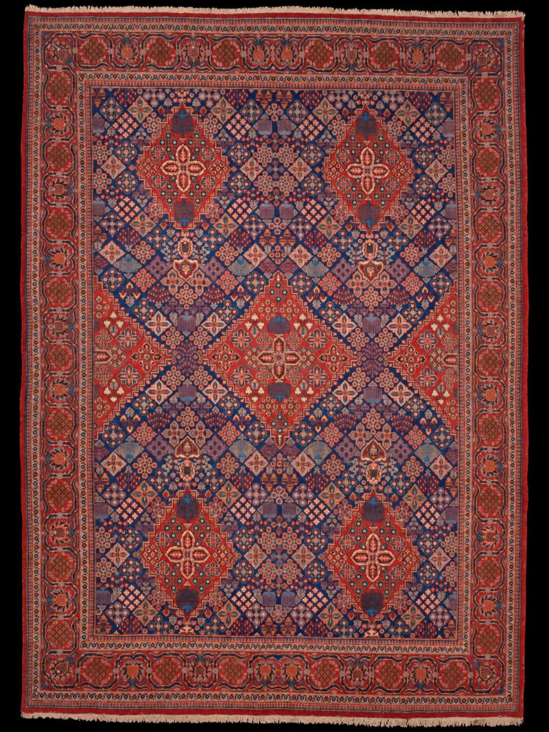 Punainen käsinsolmittu Joshagan-villamatto, 360 × 266 cm