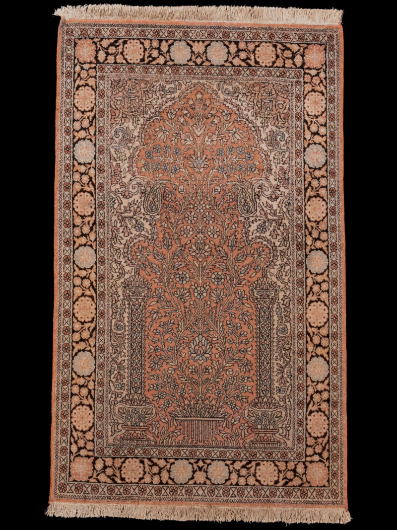Maanläheinen käsinsolmittu Ghom-silkkimatto, 162 × 98 cm