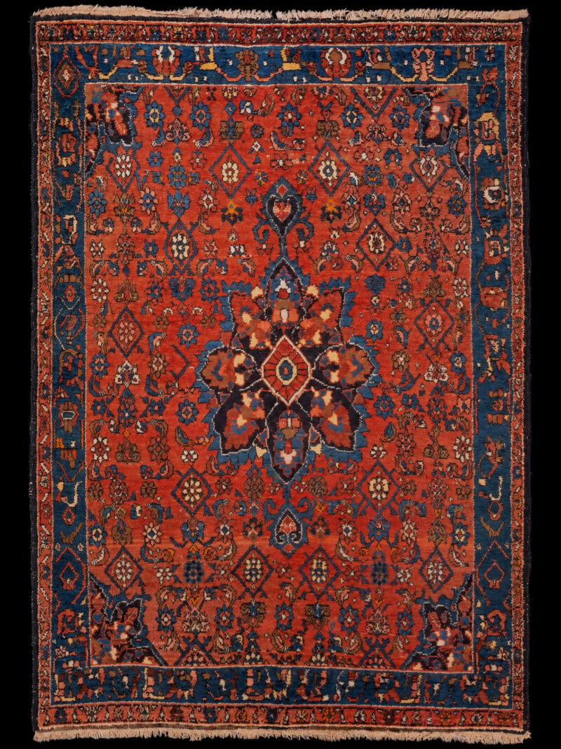 Punainen käsinsolmittu Malayer-villamatto, 195 × 141 cm