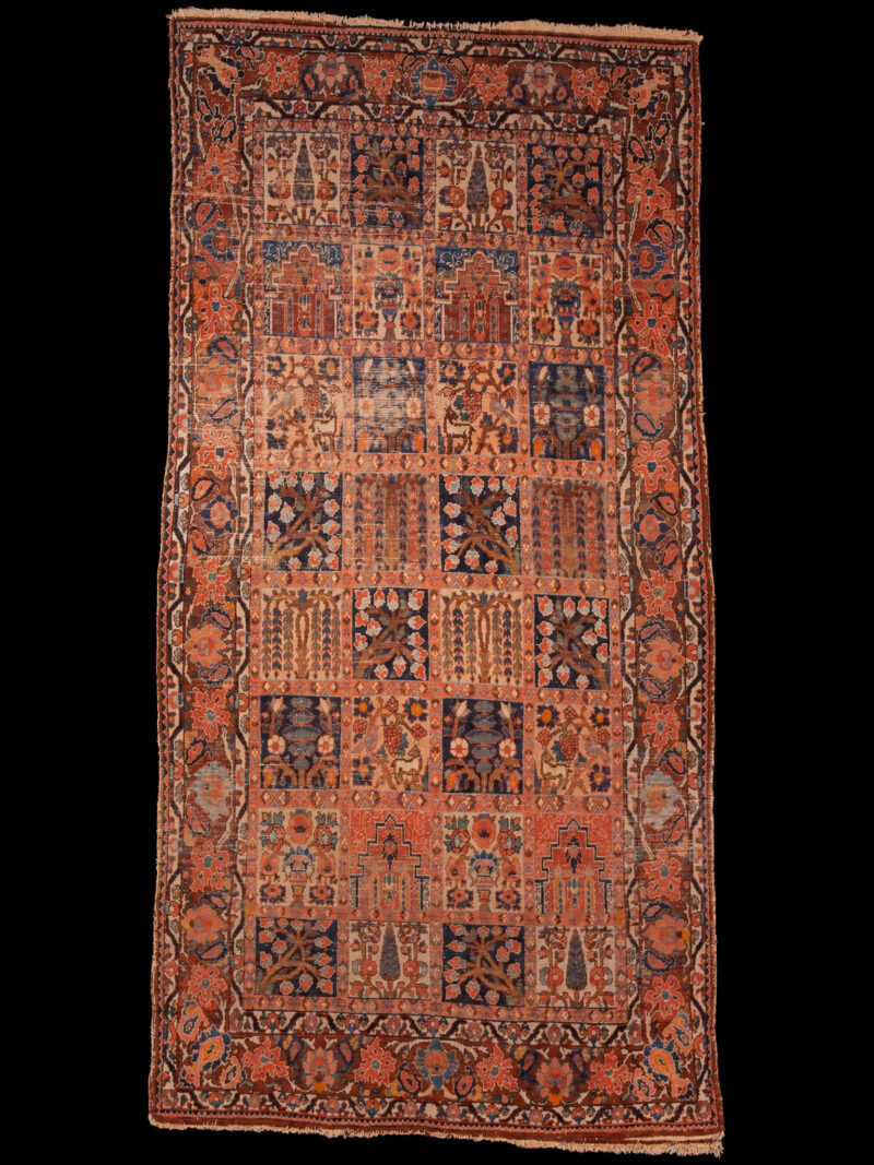 Maanläheinen käsinsolmittu Bahtijaari-villamatto, 306 × 151 cm