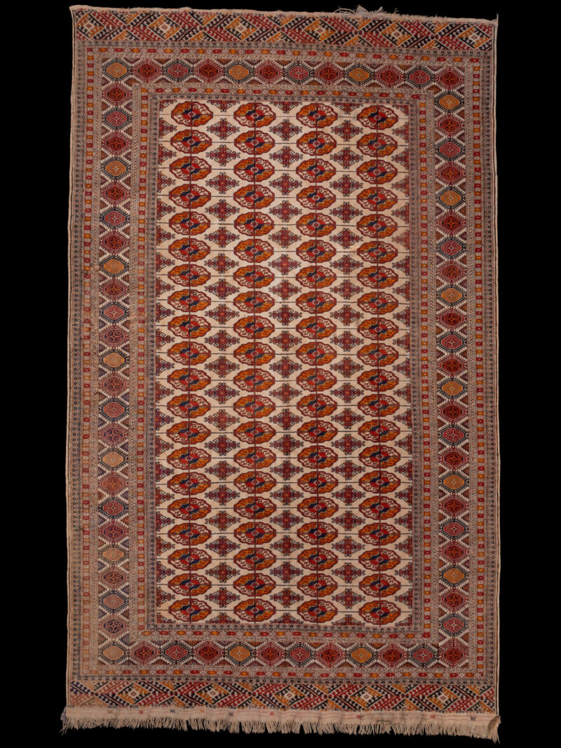 Vaalea käsinsolmittu Buhara-villamatto, 332 × 211 cm