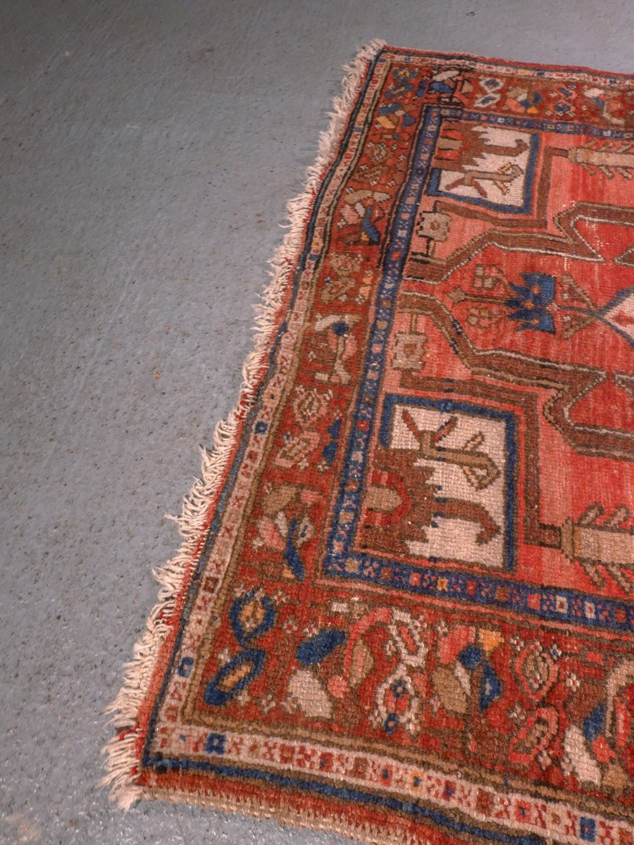 Punainen käsinsolmittu Hamadan-villamatto, 189 × 98 cm