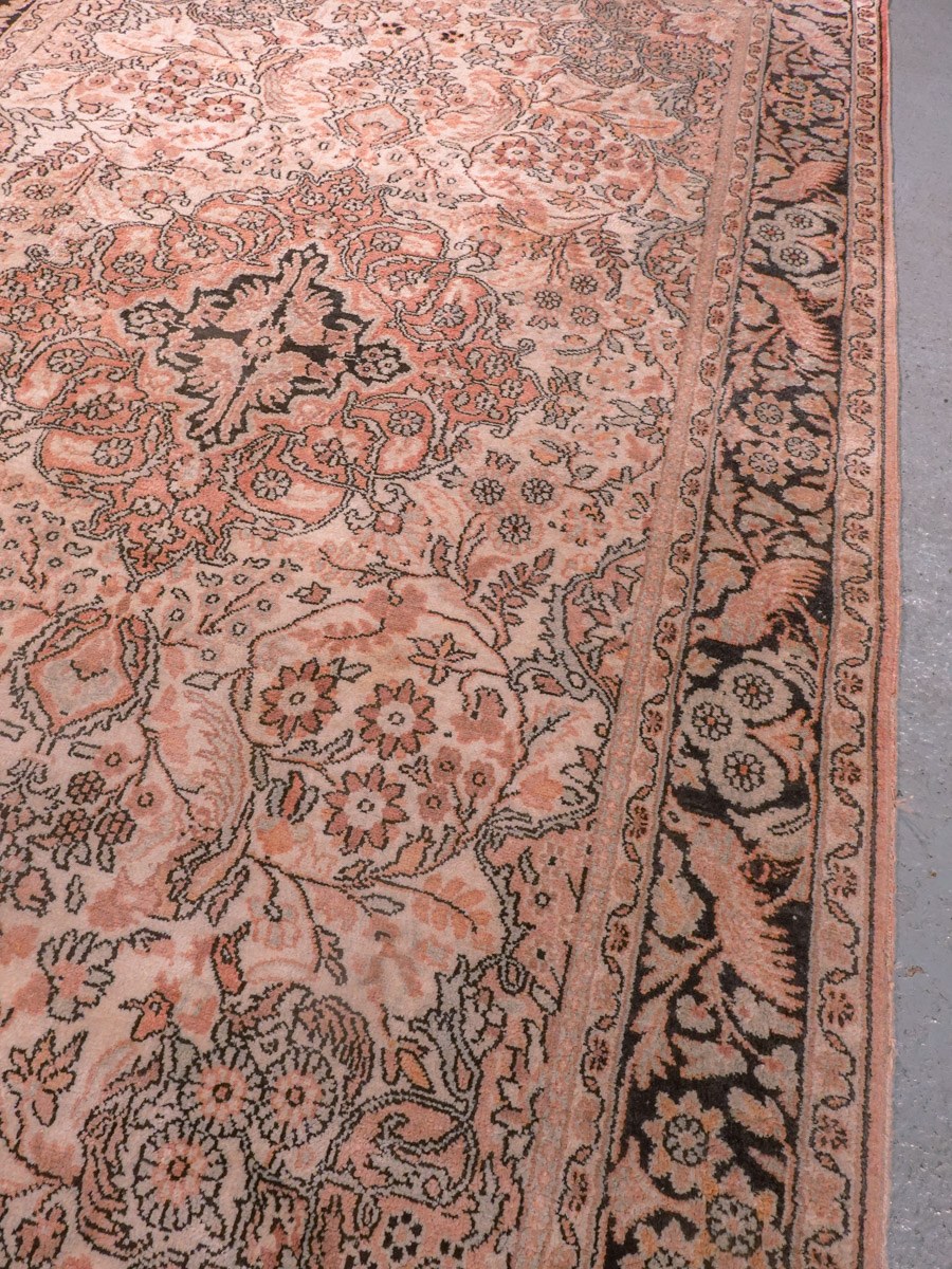 Vaalea käsinsolmittu Kashmir-silkkimatto, 200 × 118 cm
