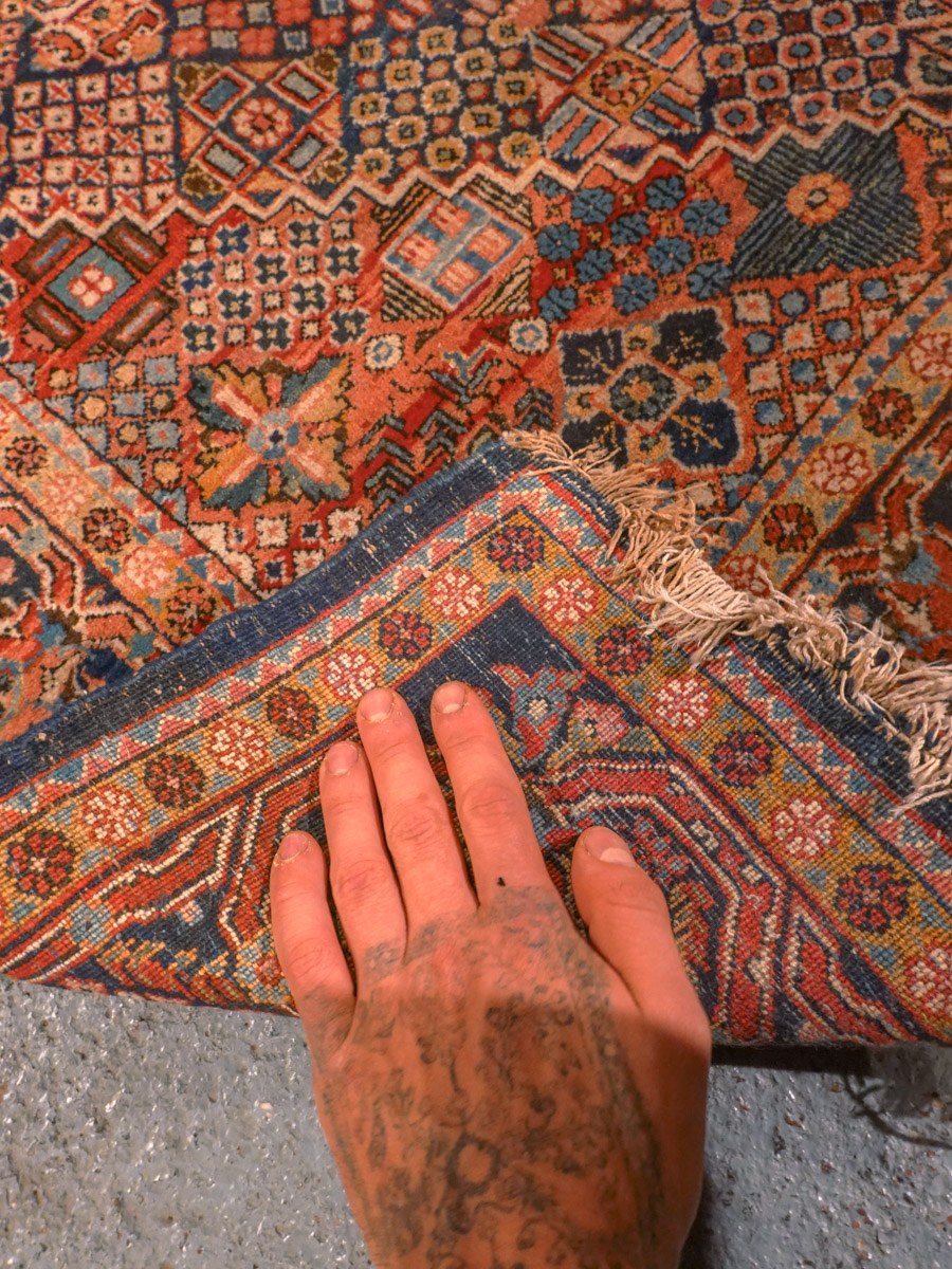 Maanläheinen käsinsolmittu Joshagan-villamatto, 198 × 126 cm