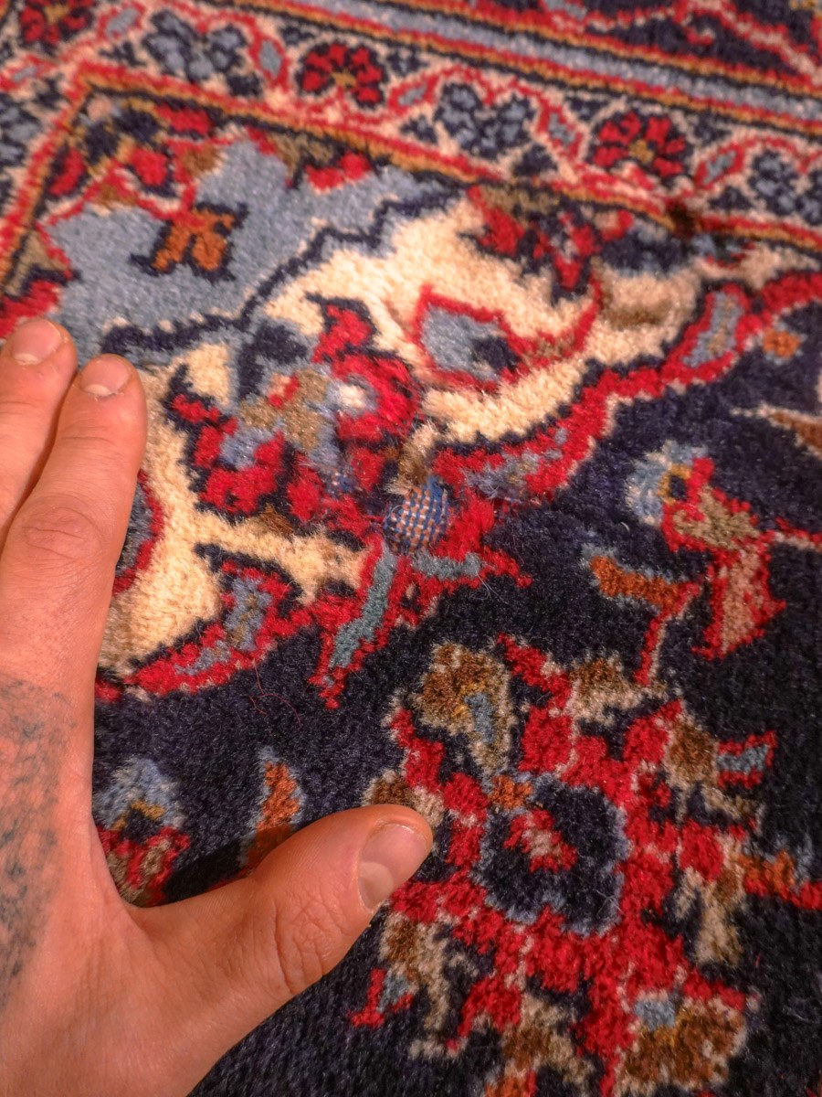 Punainen käsinsolmittu Keshan-villamatto, 251 × 151 cm